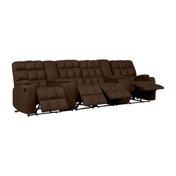 4 seat reclining sofa with cup holders