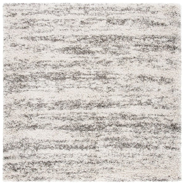 Hudson Shag 5 ft. x 5 ft. Square Ivory/Gray Marble Area Rug