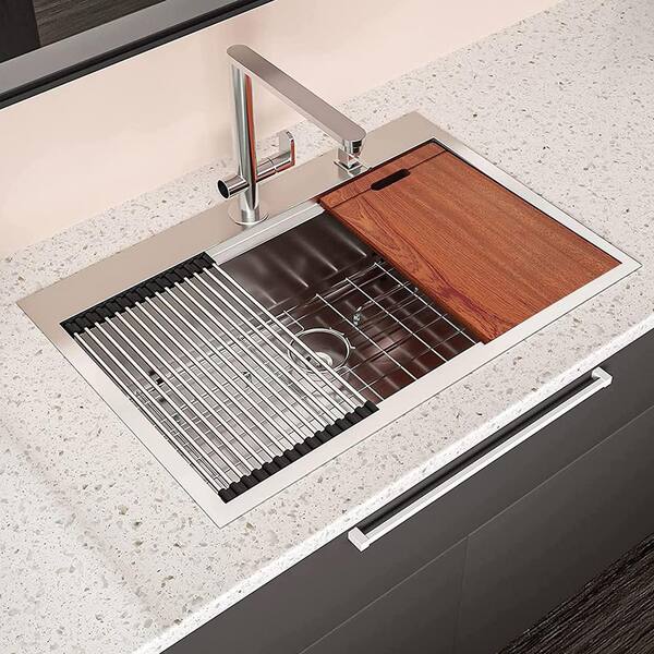 Stainless steel sink grid with online hole