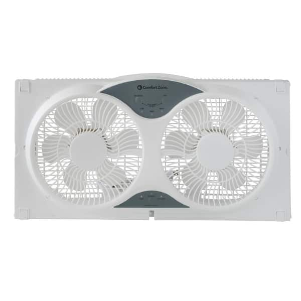 Photo 1 of 9 in. 3-Speed Expandable Reversible Twin Window Fan with Remote Control and Removable Cover and Bug Screen