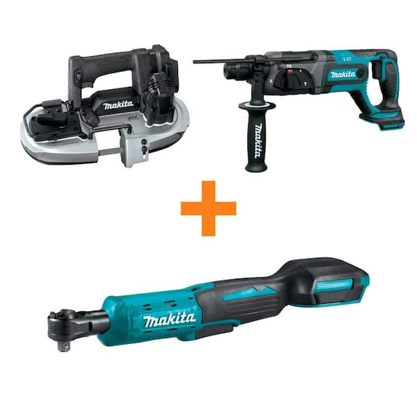 18V LXT Lithium-Ion Sub-Compact Brushless Band Saw and 18V LXT 7/8 in. Rotary Hammer w/bonus 18V LXT Sq. Drive Ratchet