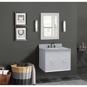Stora 31 in. W x 22 in. D Wall Mount Bath Vanity in White with Granite Vanity Top in Gray with White Rectangle Basin