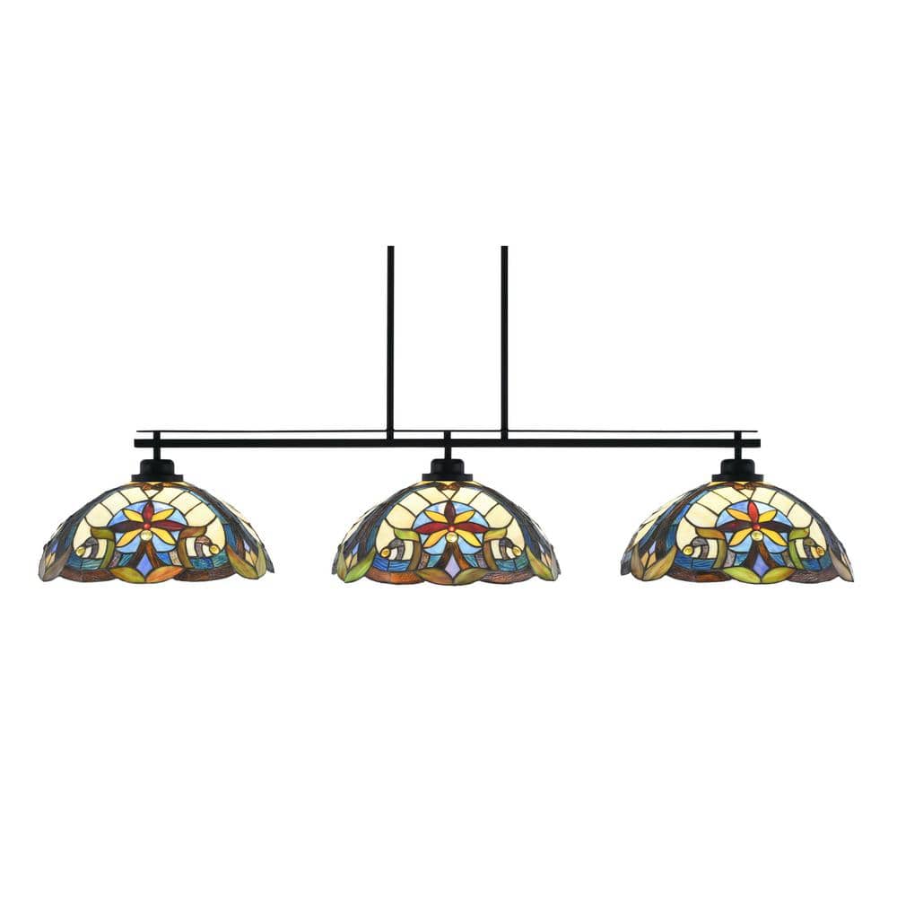 Monroe 3-Light Billiard Light, Round Fitter, Matte Black Finish, 16 in. Ear