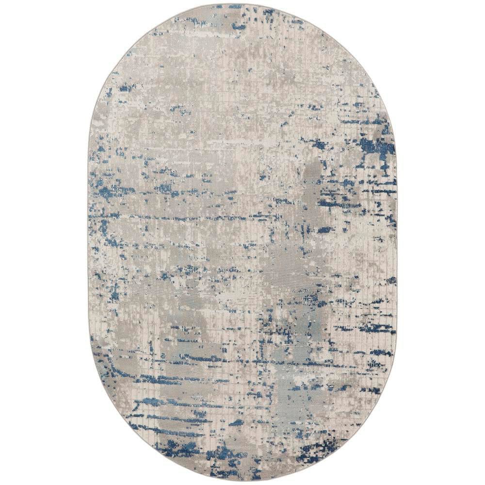 Concerto Ivory Grey Blue 5 ft. x 8 ft. Abstract Contemporary Oval Area Rug price history on PriceWatchPro