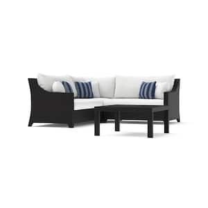 Deco 4-Piece Wicker Outdoor Sectional Set with Sunbrella Centered Ink Cushions