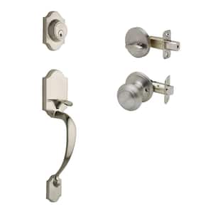 Heritage Satin Stainless Door Handleset and Colonial Knob Trim