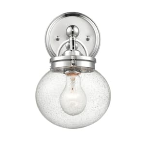 Abby 6.5 in. 1-Light Chrome Wall Sconce with Clear Seeded Shade