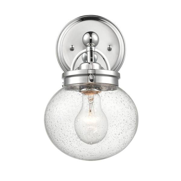 Millennium Lighting Abby 6.5 in. 1-Light Chrome Wall Sconce with Clear Seeded Shade