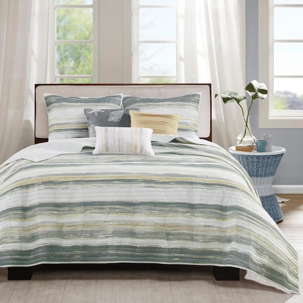 Madison Park Anchorage 6-Piece Yellow Microfiber Full/Queen Quilt Set