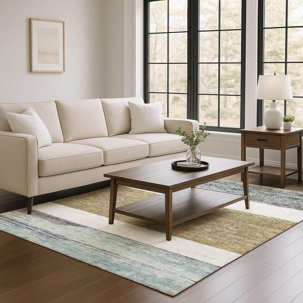 Mayfield Premium Machine Washable Abstract AMF1624 Mocha 3 ft. x 4 ft. Area Rug price history on PriceWatchPro
