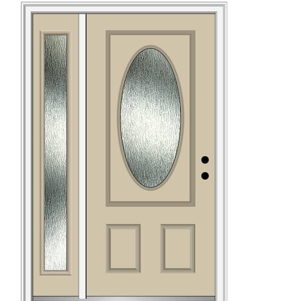 MMI Door 48 in. x 80 in. Left-Hand/Inswing Rain Glass Wicker Fiberglass Prehung Front Door on 4-9/16 in. Frame