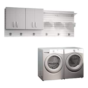 Modular Laundry Room Storage Set with Accessories in Platinum Carbon Fiber (2-Piece)