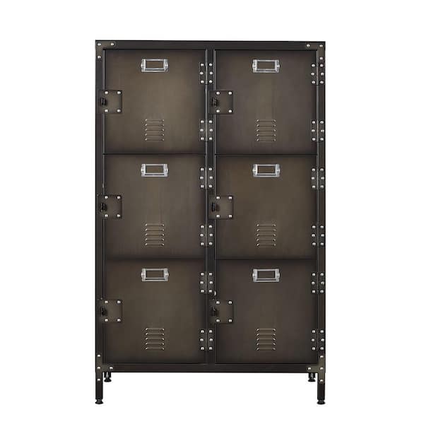 Mlezan Industrial Metal Storage Locker Free Standing Steel Cabinet Organizer with 6-Doors 13.8 in. D x 29.5 in. W x 47.3 in. H