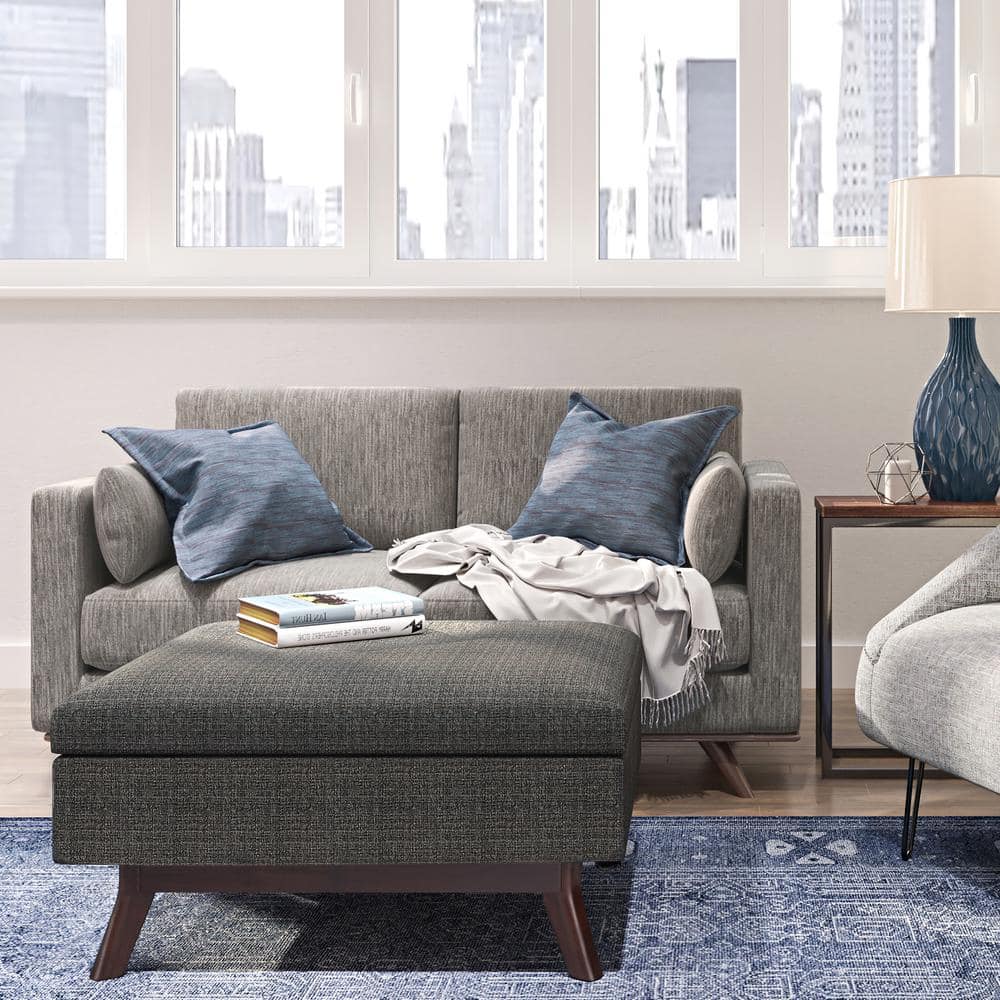 Ebony Tweed Upholstered Lift-Top Storage Ottoman
