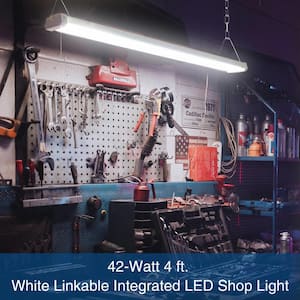 4 ft. 70-Watt Equivalent 42-Watt Integrated LED White Shop Light Linkable