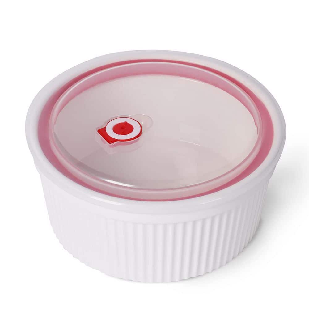 6-Piece Round Ceramic Ramekin Bakeware Set with Silicone Sealing Lids for Souffle, Custard, Pudding, Oven Safe price history on PriceWatchPro