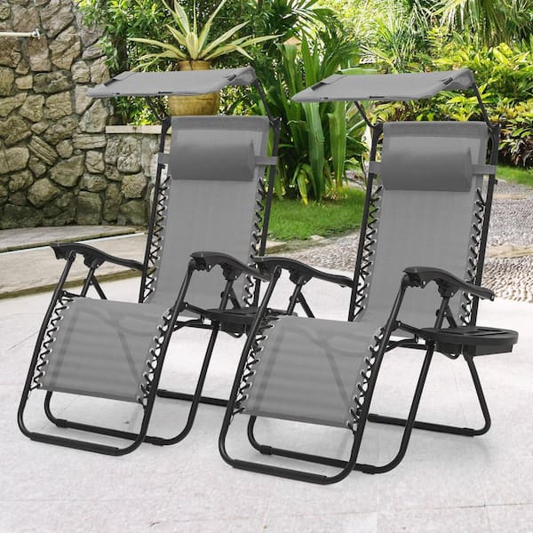 MoNiBloom (Set of 2) Patio Zero Gravity Chair with Cup Holding