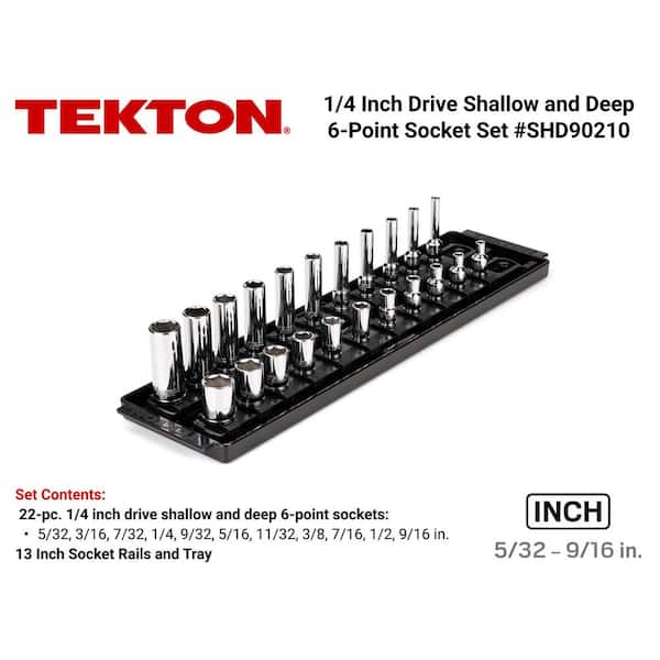 1/4 in. Drive 6-Point Socket Set with Rails (5/32 in.-9/16 in.) (22-Piece)