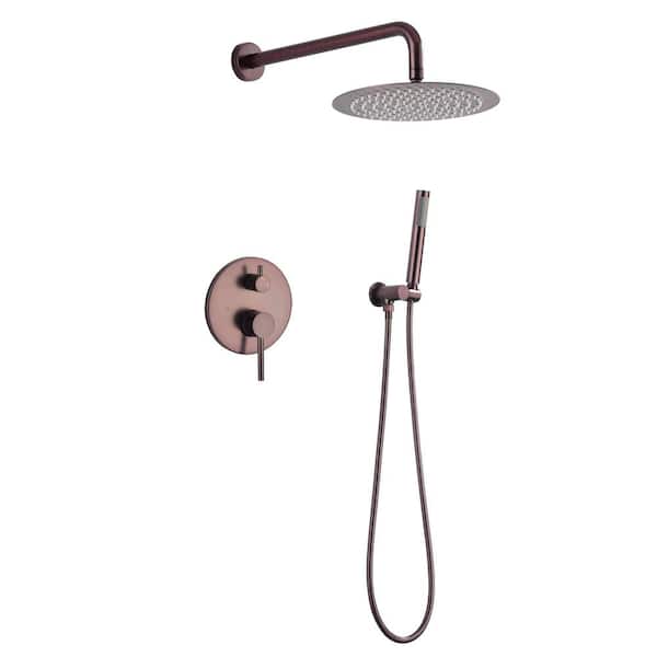 Unbranded 2-Spray Patterns with 1.5 GPM 10 in. Wall Mounted Dual Shower Heads in Oil Rubbed Bronze
