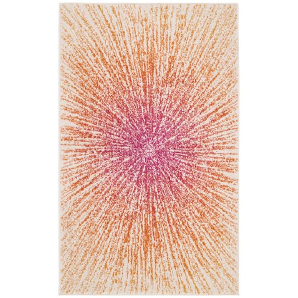 SAFAVIEH Evoke Fuchsia/Cream Doormat 2 ft. x 4 ft. Geometric Area Rug