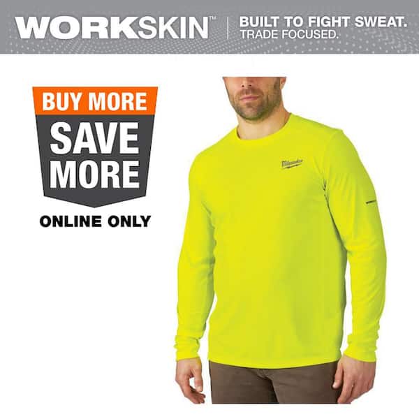 Men's Extra Large Hi-Vis WORKSKIN Light Weight Performance Long-Sleeve T-Shirt