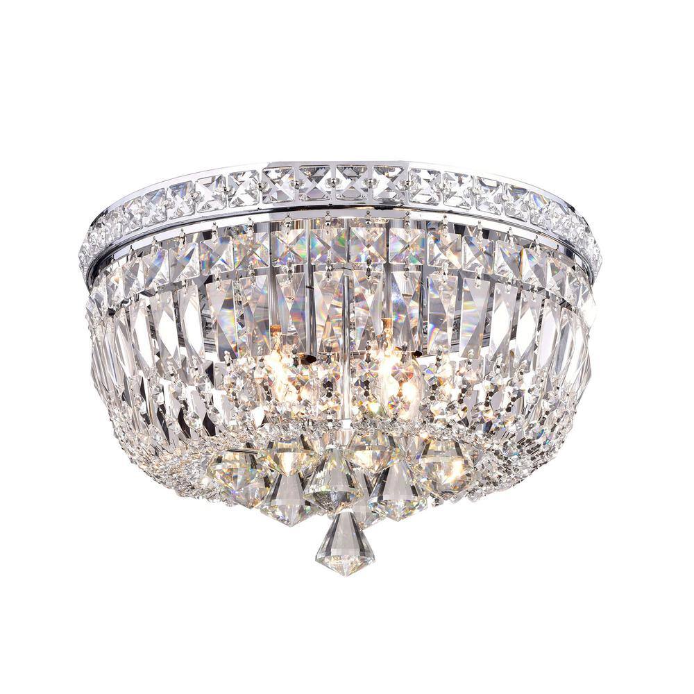 Elisa 15'' Chrome and Crystal Flushmount Chandelier