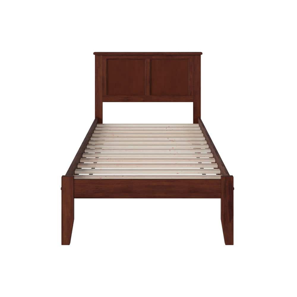 Walnut Twin XL Wood Platform Bed with Headboard