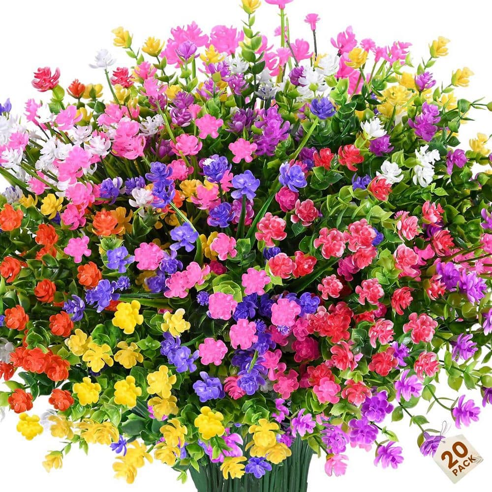 Afoxsos 6.7 in. H 20 Pieces UV Resistant Artificial Flowers for Outdoor ...