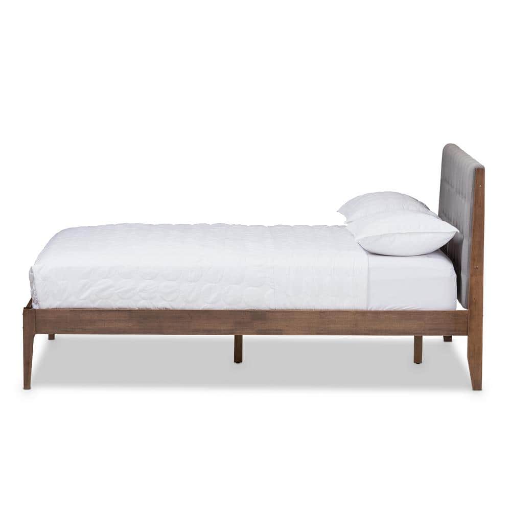 Clifford Mid-Century Full Platform Bed with Tufted Upholstered Headboard