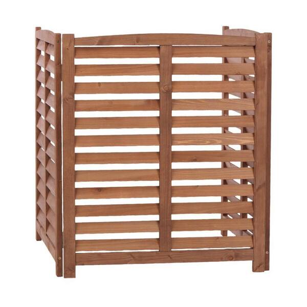 Otryad 3-Panel Outdoor Air Conditioner Fence, 3-Section Outdoor Wooden Screen, Outside Wood Privacy Fence in Brown