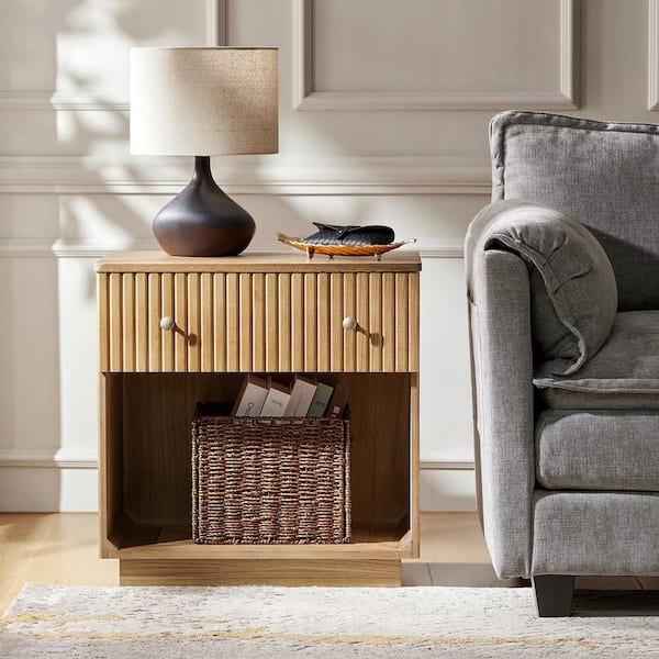 Jade Acorn 24.25"Tall 1-Drawer Solid Wood Nightstand with Fully Assembled