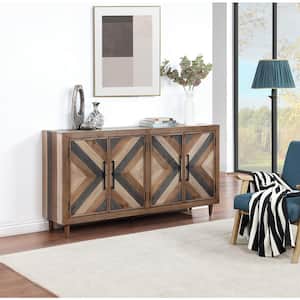 Wellington Multi-Color Wood Top 68 in. Wellington Credenza with 4-Doors Fits TV's up to 65 in.