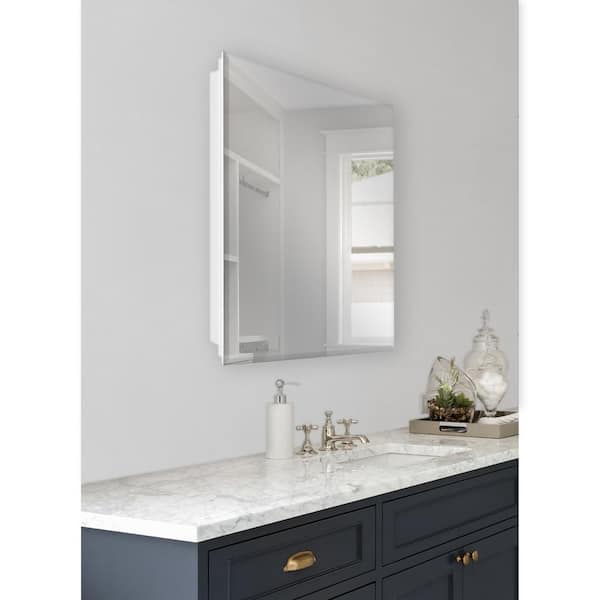 Glacier Bay 19-5/8 in. x 26 in. Rectangular Recessed or Surface Mount Beveled Frameless Medicine Cabinet with Mirror
