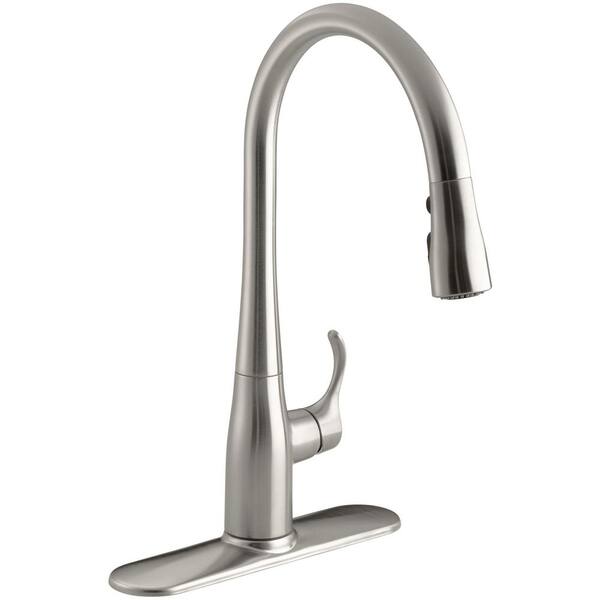 KOHLER Lyric Undermount Stainless Steel 32 in. Single Bowl Kitchen Sink with Simplice Faucet in Vibrant Stainless
