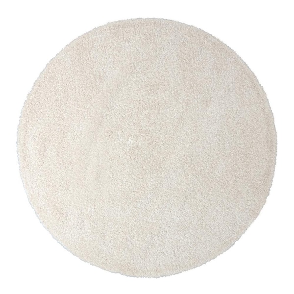 Gertmenian Thayer Ivory 6 ft. 5 in. x 6 ft. 5 in. Solid Shag Round Indoor Area Rug