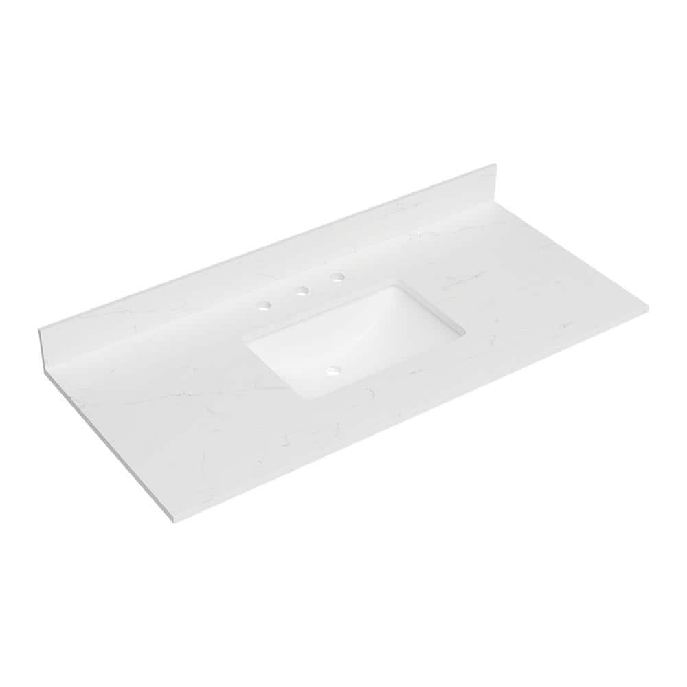 Bianco Bella 49'' White Quartz Undermount Single Sink Vanity Top