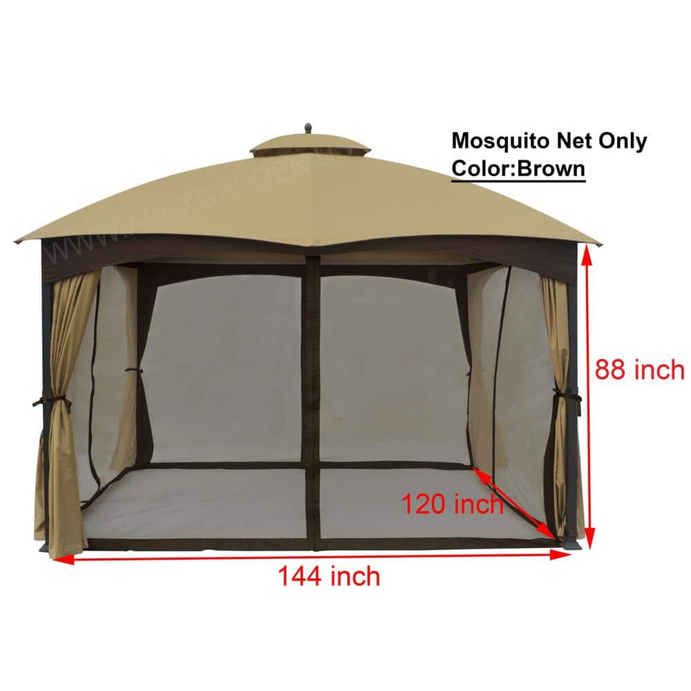Brown Replacement Mosquito Netting for 10' x 12' Gazebo
