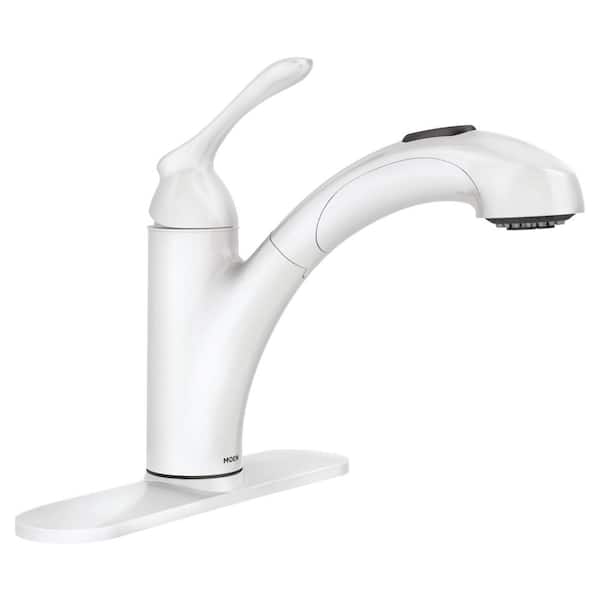 MOEN Banbury Single-Handle Pull-Out Sprayer Kitchen Faucet in Glacier