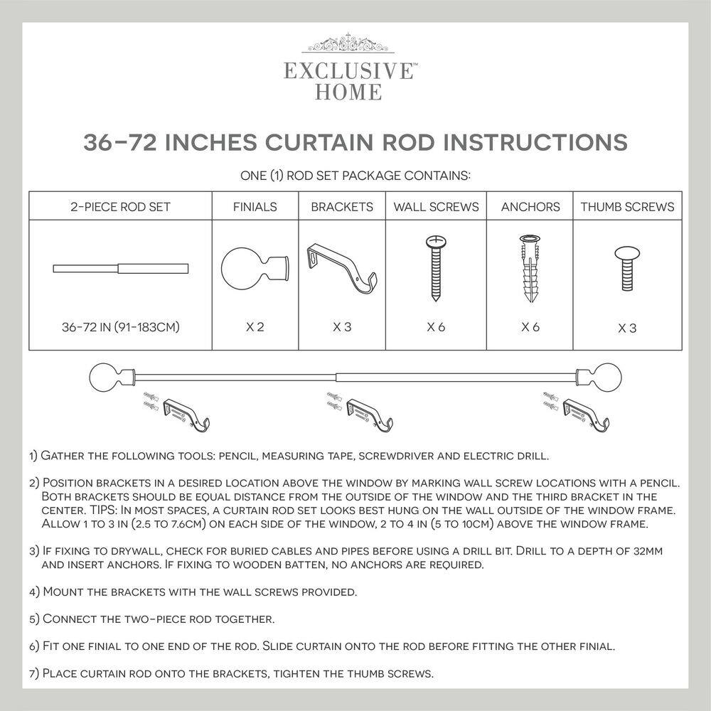 Matte Bronze Adjustable Curtain Rod with Square Finials