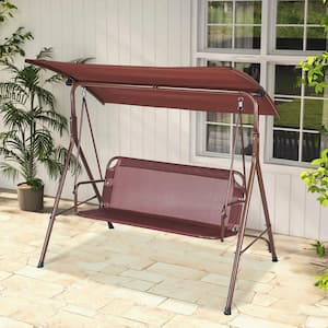 3-Person Patio Swing Chair Outdoor Patio Swing with Adjustable Canopy Porch Swing