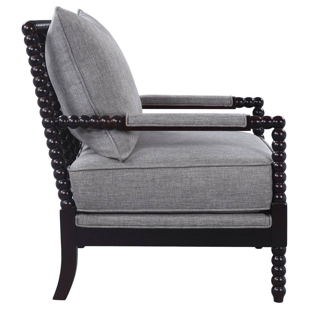 Gray Geometric Wood Frame Accent Chair