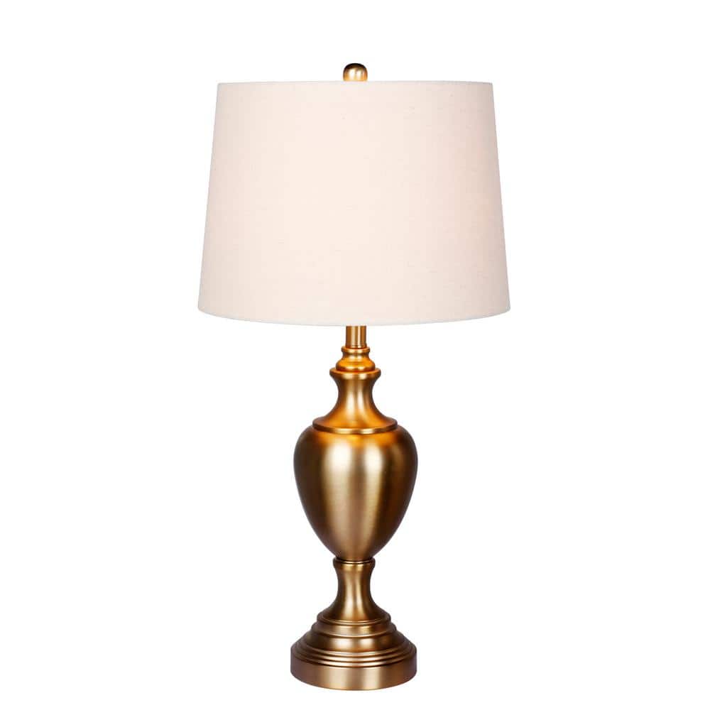 Fangio Lighting 30 in. Plated Antique Gold Urn with Pedestal Base Metal  Table Lamp W-1566AG