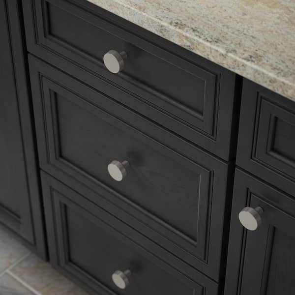 Soft Modern 1-3/8 in. (35 mm) Modern Satin Nickel Round Cabinet Knob