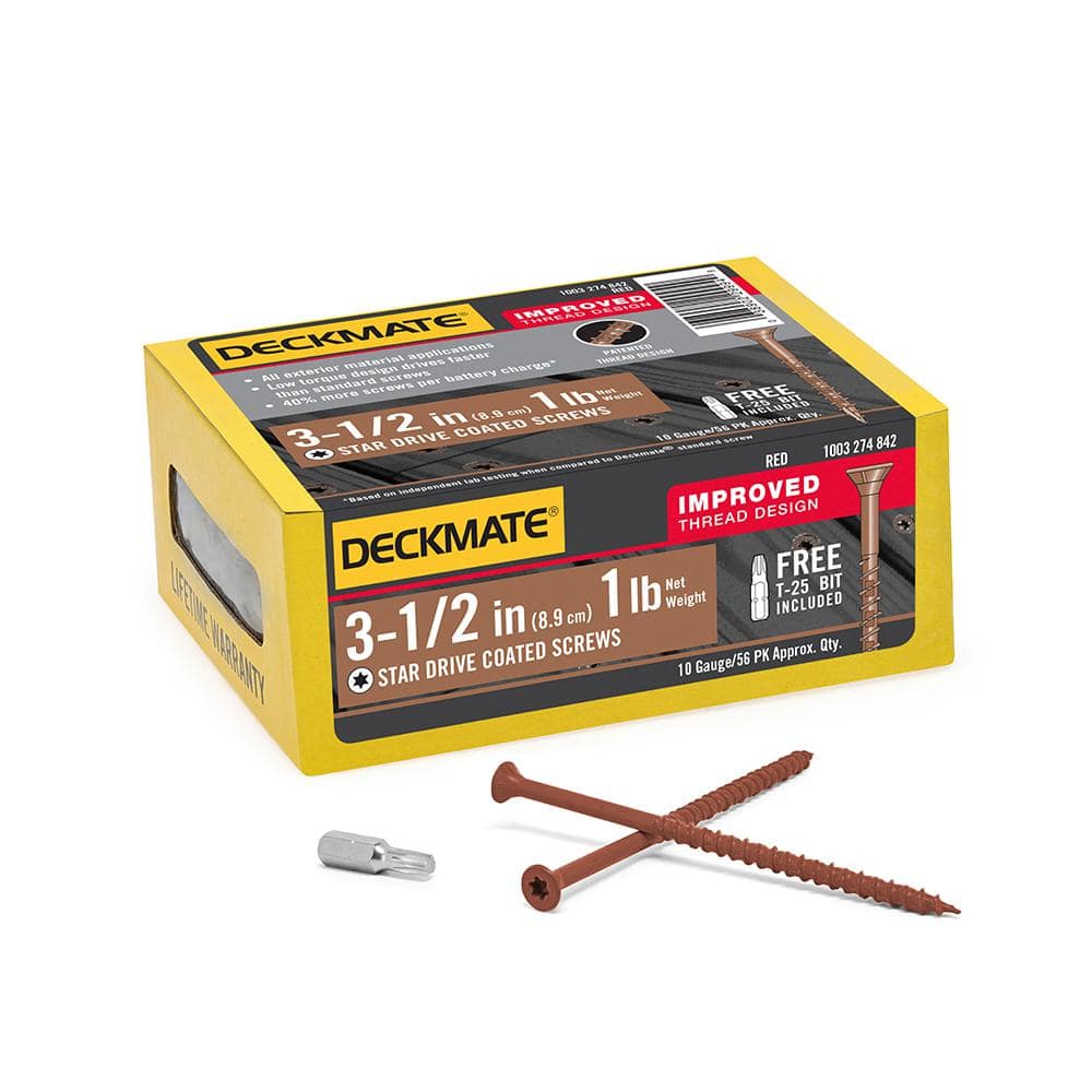 "#10 x 3-1/2 in. Red Star-Flat Head Wood Deck Screw (1 lb. / 56-Piece)" price history on PriceWatchPro