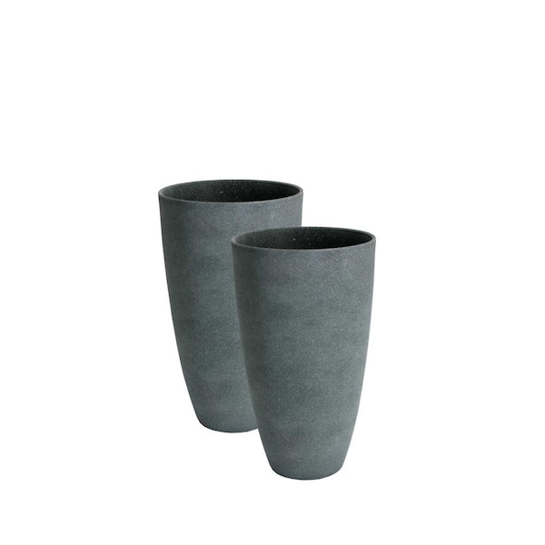 Unbranded Acerra 11.5 in. x 20 in. H Stucco Grey Plastic Curved Vase Planters (2-Pack)
