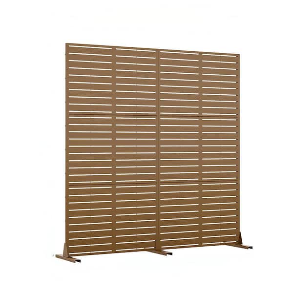 72 in. x 72 in. Outdoor Metal Privacy Screen Garden Fence in Louver Pattern in Brown