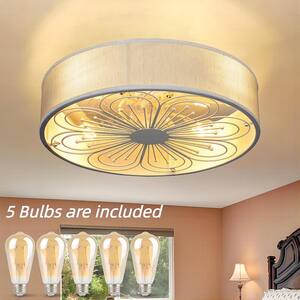 19.9 in. Low Profile LED Modern Indoor Plum Blossom-Shape White Flush Mount Ceiling Fan with Light and Remote control