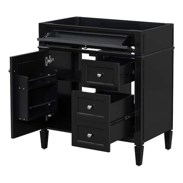 Tenleaf 29.30 in. W x 17.87 in. D x 33.00 in. H Bath Vanity Cabinet without Top in Black Unassembled