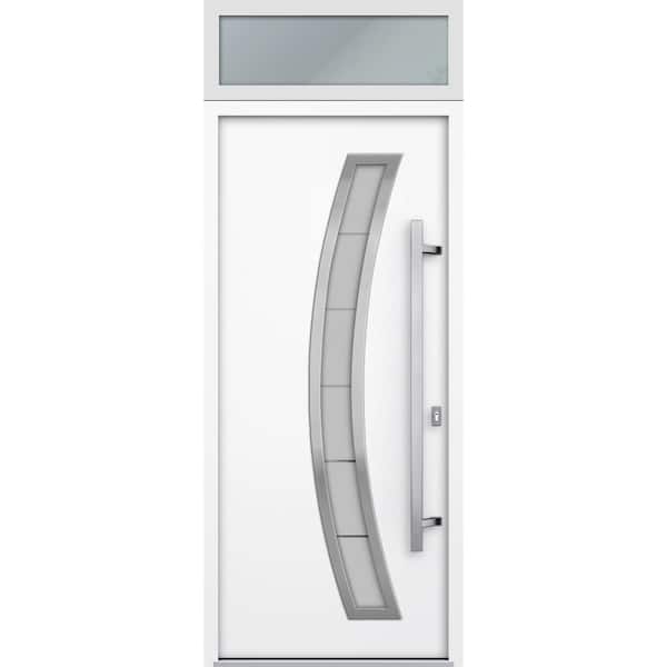 VDOMDOORS 36 in. x 96 in. Left-hand/Inswing Frosted Glass White Enamel Steel Prehung Front Door with Hardware