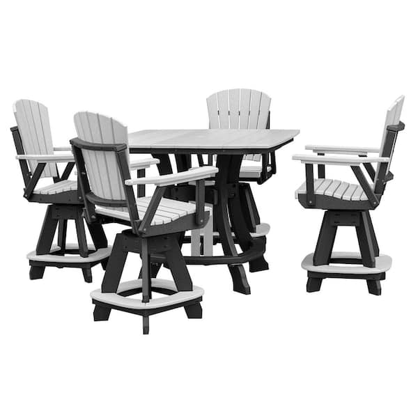 Adirondack Series Black 5 Piece Poly Resin Square Counter Height Outdoor Dining Set
